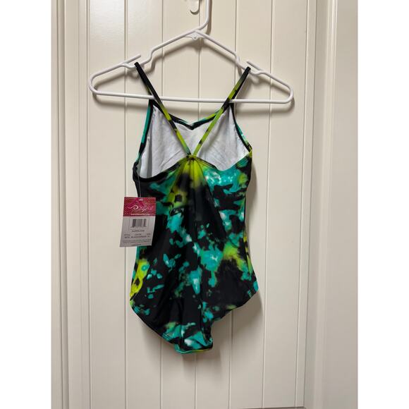 Kanu Surf Girls Beach Sport UPF 50+ 1-Piece Swimsuit, Hurricane Black/Green, 14 - Picture 3 of 6